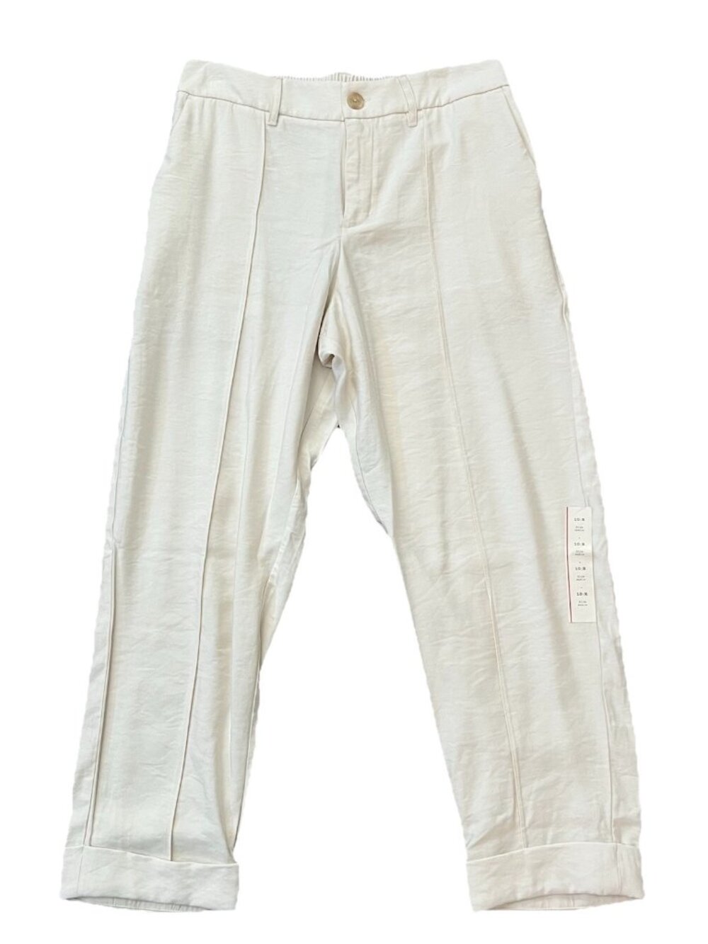 A NEW DAY Womens High-Rise Slim Fit Effortless Pintuck Ankle Pants Size 10 Cream